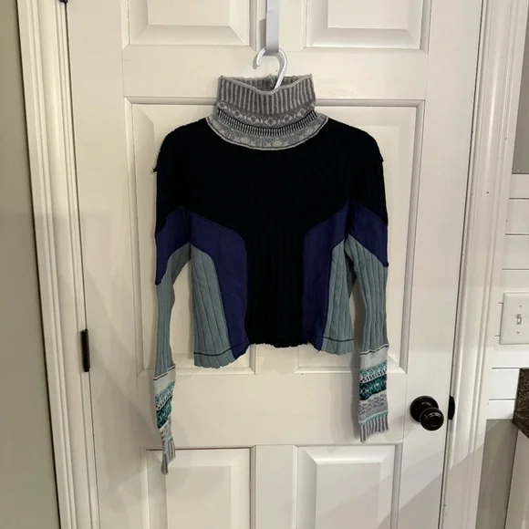 Free People Navy and Gray Cowl Neck Sweater - Picture 4 of 8